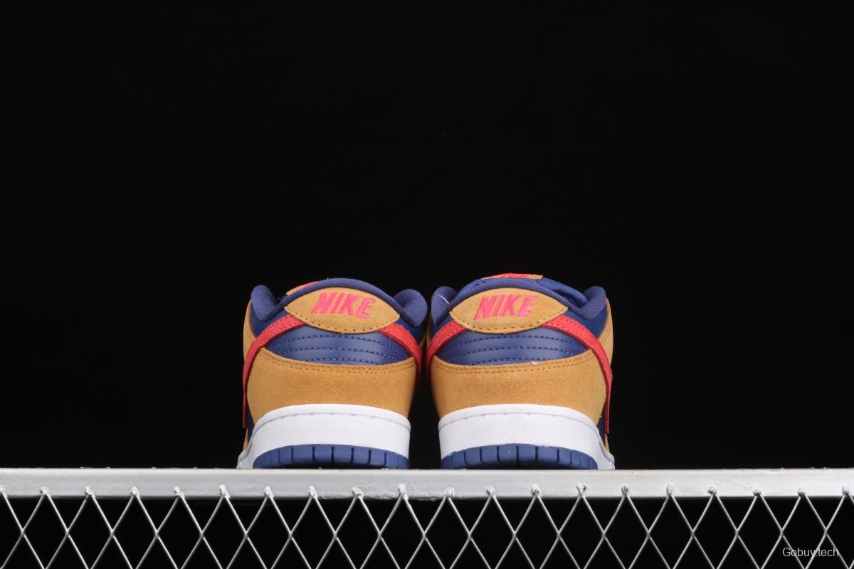 NIKE SB DUNK Low SB shredded backboard dark brown white and yellow color matching fashion leisure board shoes BQ6817-700