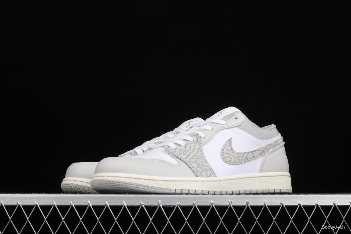 Air Jordan 1 Low Prm Elephant Print low side white ash explosion crack DH4269-100