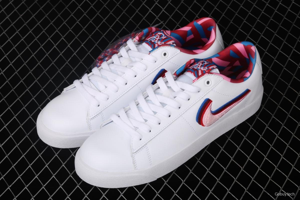 NIKE SB Blazer Low x Parra joint model 3D naked eye tricolor color hook leisure board shoes CN4507-100