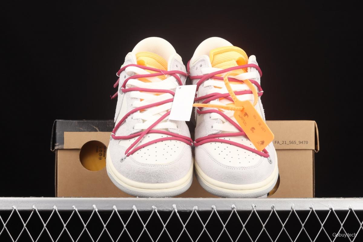 OFF-White x NIKE DUNK Low 12 of 50 OW suede SB buckle rebound fashion casual board shoes DJ0950-114