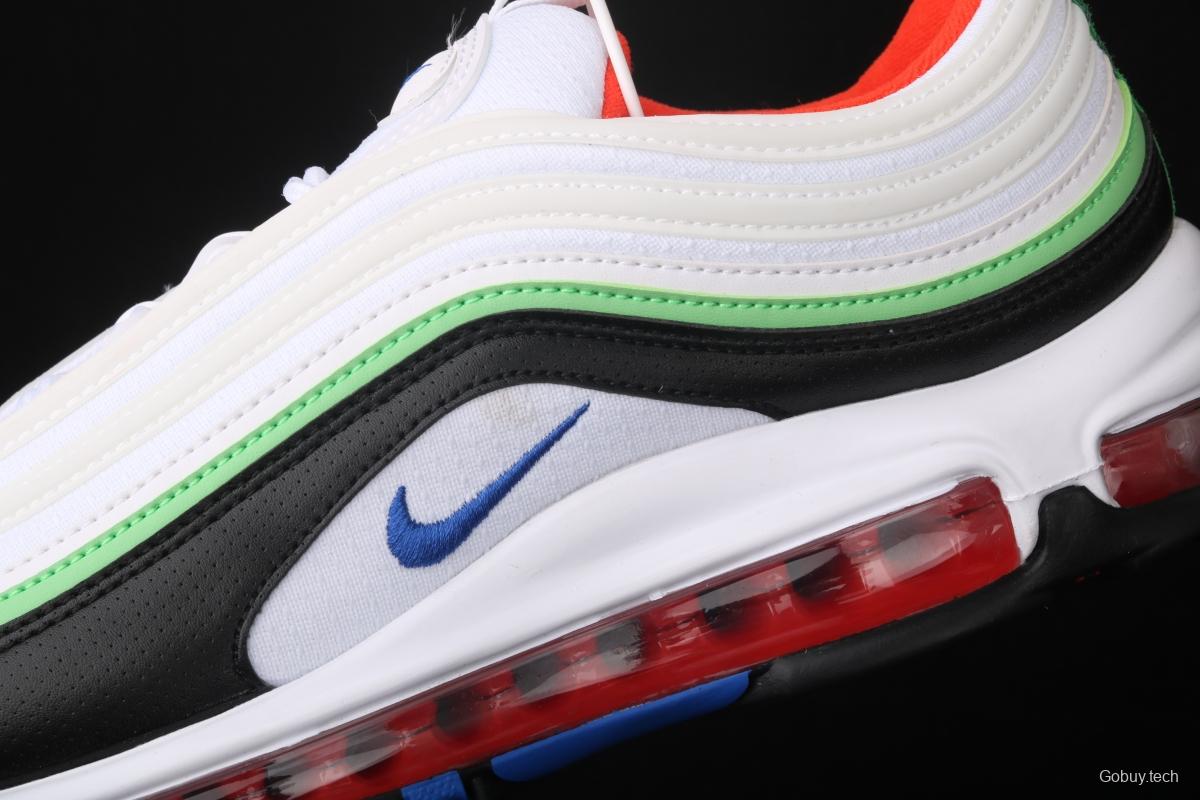 NIKE Air Max 97 black, white and green 3M reflective bullet air cushion running shoes 921522-105