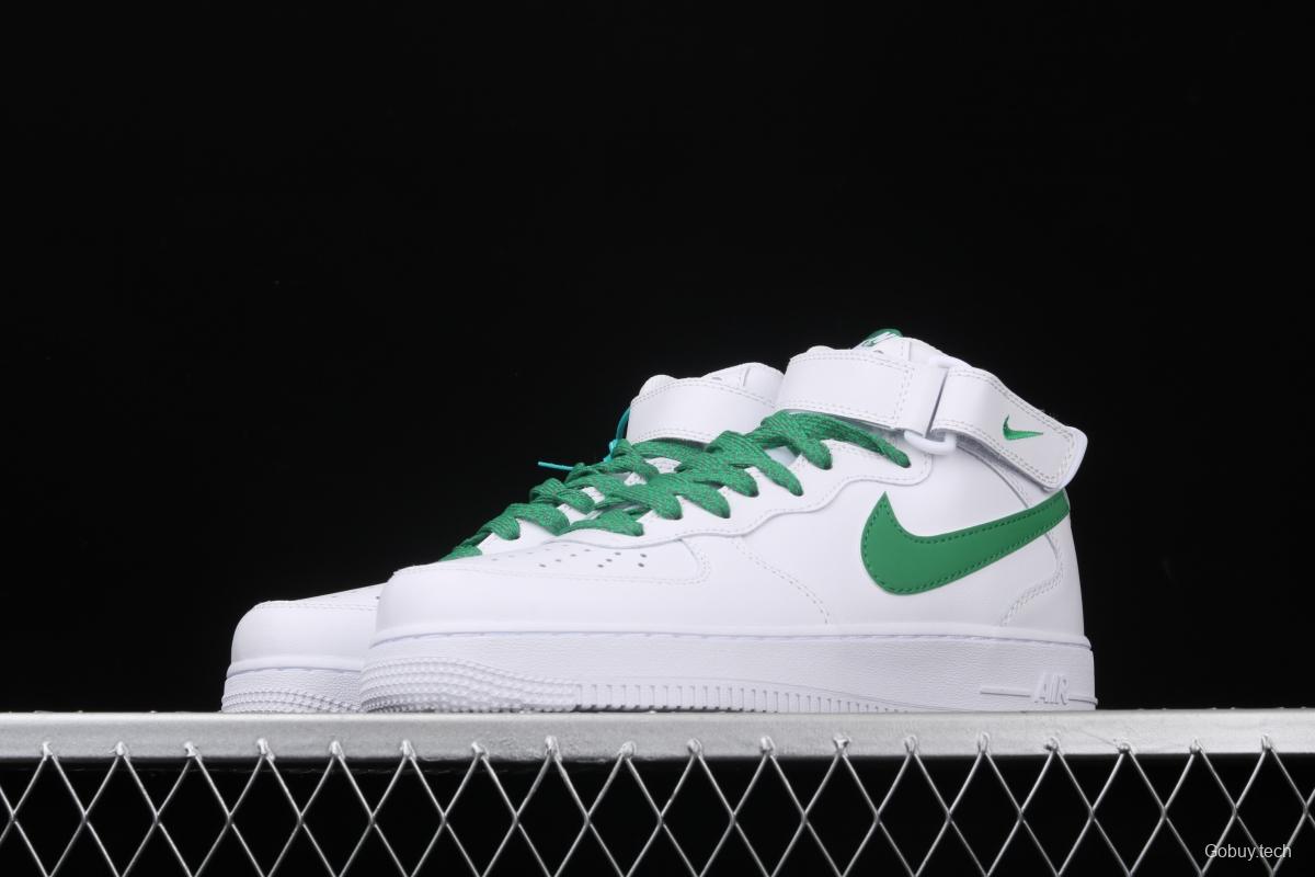 NIKE Air Force 1x07 Mid white and green 3M reflective medium-top casual board shoes 366731-909