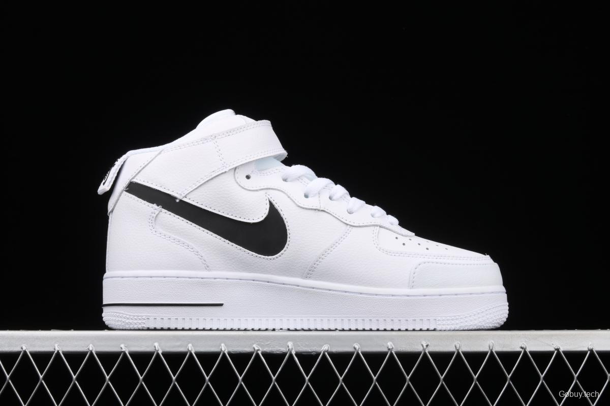 NIKE Air Force 1 Mid Premium ShAdidasow grey all-white side Logo3M reflective board shoes CV3039-108