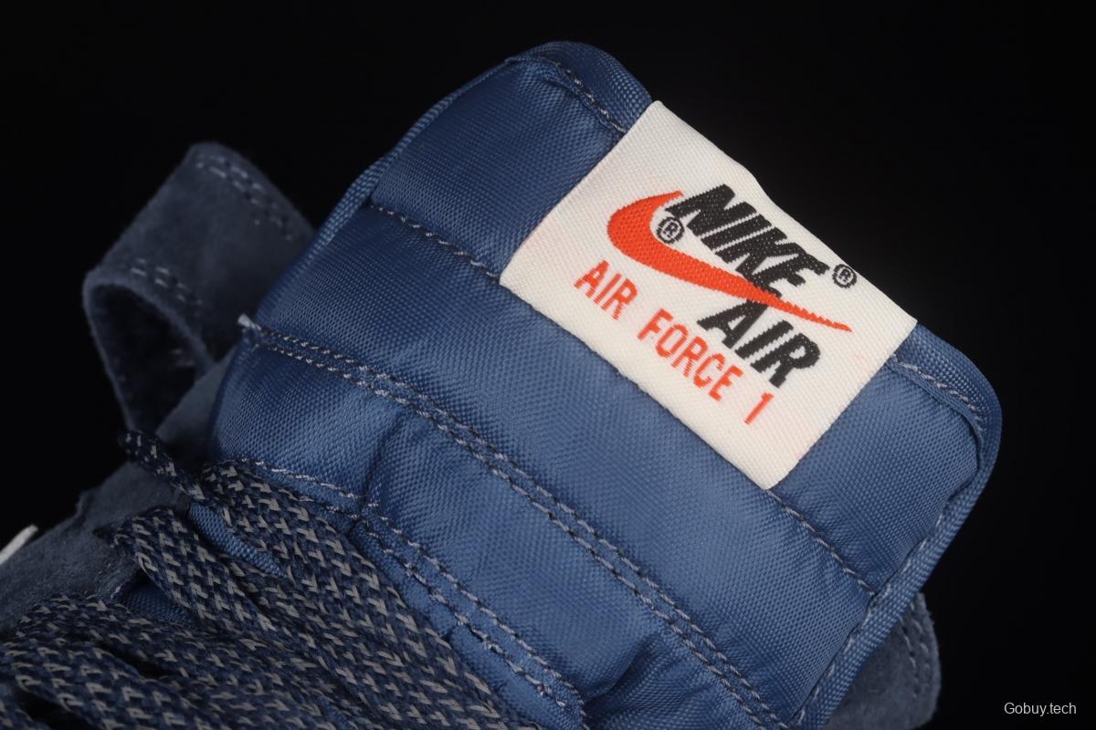 NIKE Air Force 1' 07 Mid dark blue suede 3M reflective mid-finish casual board shoes AA1118-007