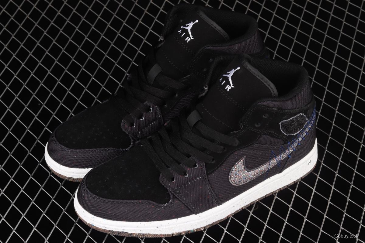 Air Jordan 1 Mid Crater black multicolor racing blue Zhongbang basketball shoes DM3529-001
