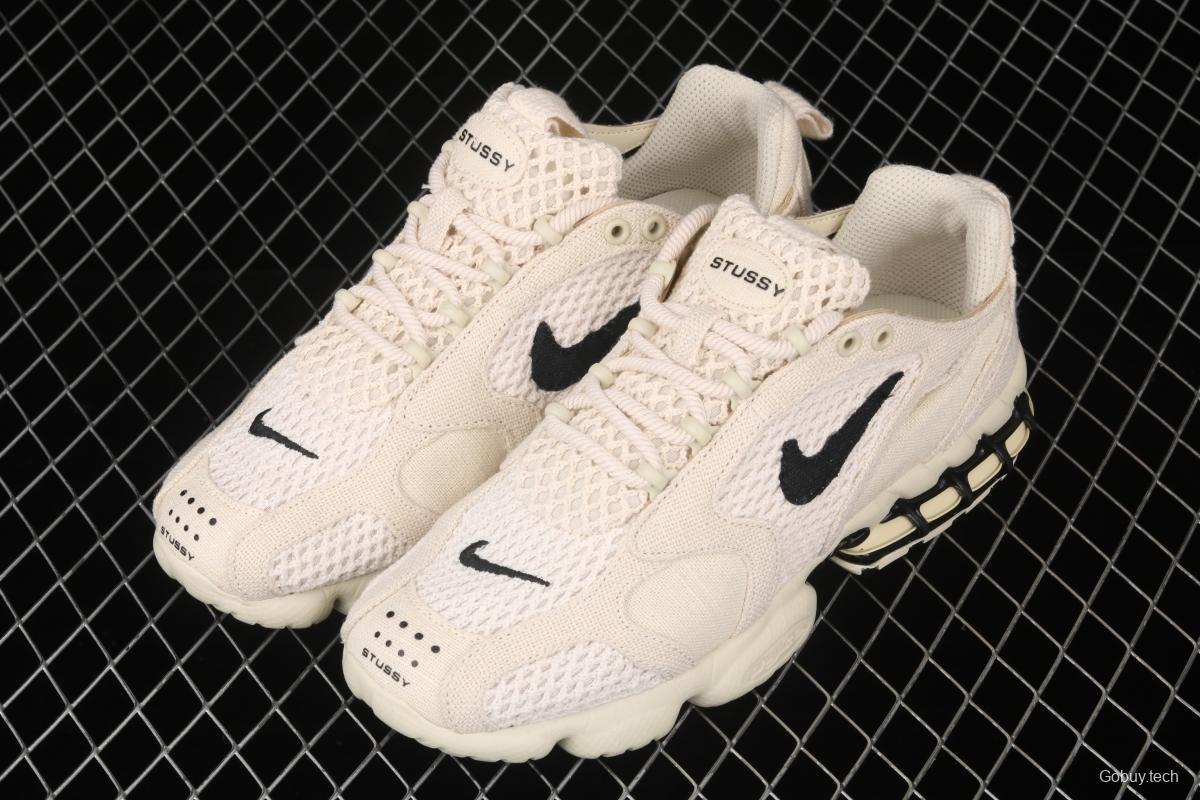 Stussy x NIKE Air Zoom Spiridon Caged 2 Spieli prison East cage 2 generation milky white linen black cloth CQ5486-200