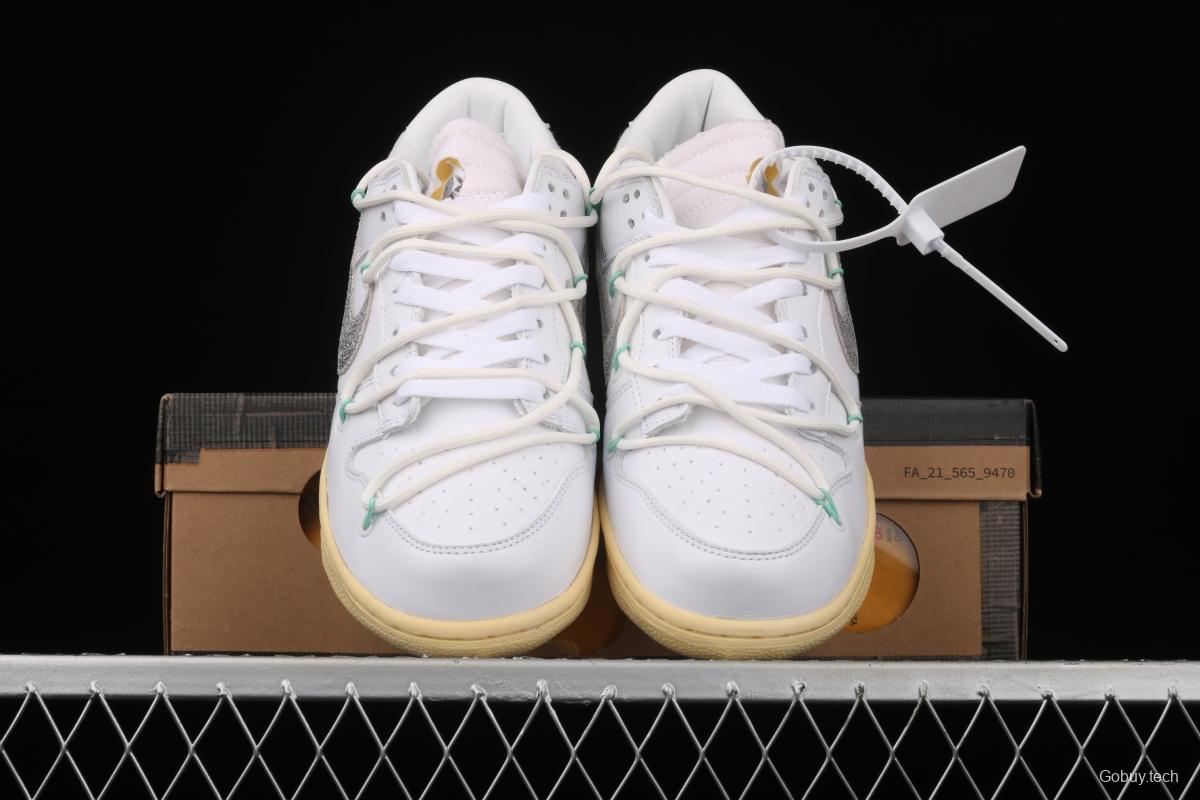 OFF-White x NIKE DUNK Low 04 of 50 OW white gray leisure sports skateboard shoes DM1602-127,