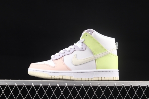 NIKE SB DUNK High Cashmere white pink yellow color splicing SB buckle rebound fashion leisure board shoes DD1869-108