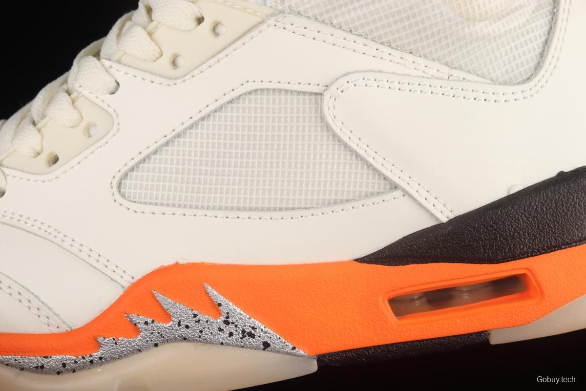 Air Jordan 5 Shattered Backboard white orange buckle shredded high top basketball shoes DC1060-100