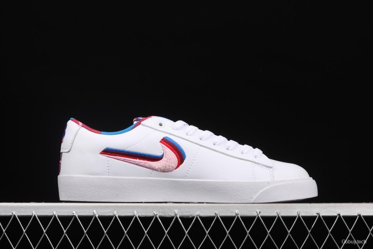 NIKE SB Blazer Low x Parra joint model 3D naked eye tricolor color hook leisure board shoes CN4507-100