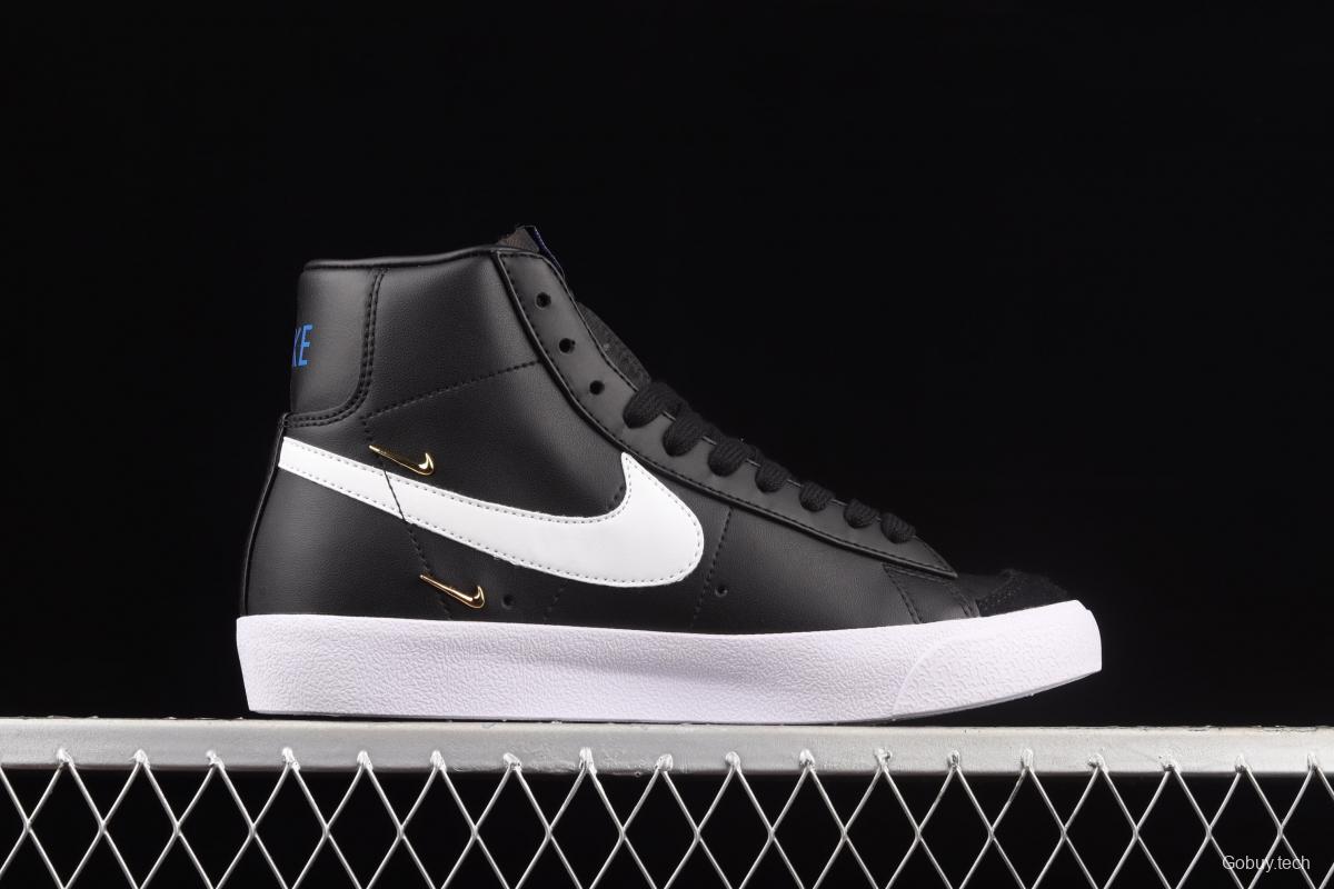 NIKE Blazer Mid'77 SE Chrome Luxe black-and-white gold standard Trail Blazers high-top casual board shoes CZ4627-001