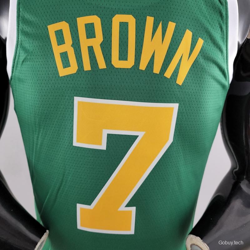 Boston Celtics BROWN#7 Green Gold NBA Jersey