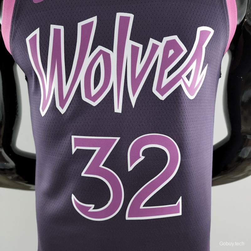 Minnesota Timberwolves TOWNS#32 Black And Purple NBA Jersey