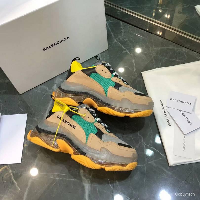 Men/Women Balenciaga Triple S MutiColor Clear Sole Khaki/Green Item Sneaker 6380380