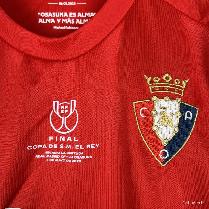 23/24 Kids Osasuna Copa Del Rey Red Jersey Size 16-28 With Full Patches