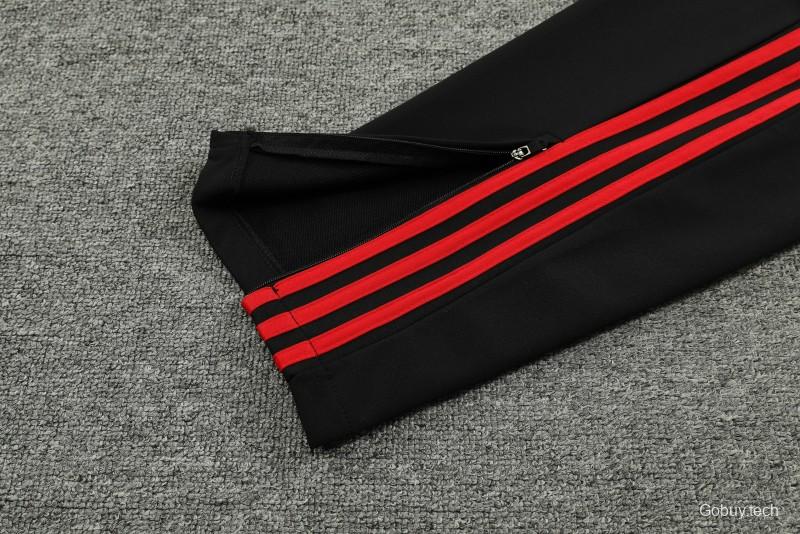 23/24 Manchester United Black Hoodie Half Zipper Jacket+ Pants