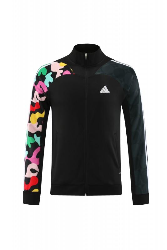 2023 Adidas Black Full Zipper Jacket With Colorful Sleeve+Pants