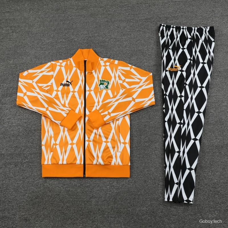 2024 Ivory Coast Orange Full Zipper Jacket+Pants