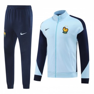 2024 France Light Blue Full Zipper Jacket +Long Pants