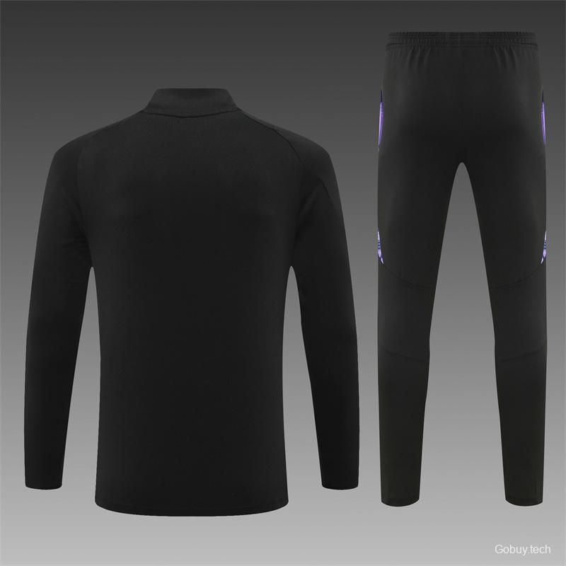 2024 Germany Black Half Zipper Jacket+Long Pants