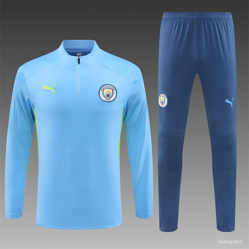 24/25 Manchester City Sky Blue Half Zipper Jacket+Long Pants