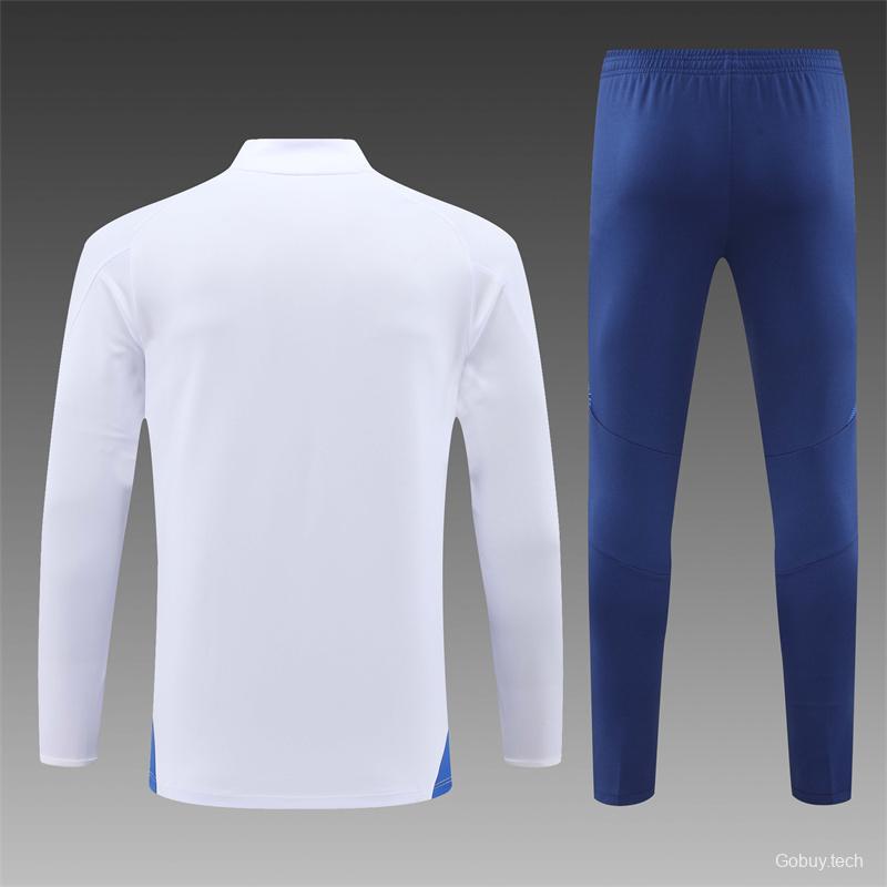 2024 Italy White Half Zipper Jacket+Long Pants