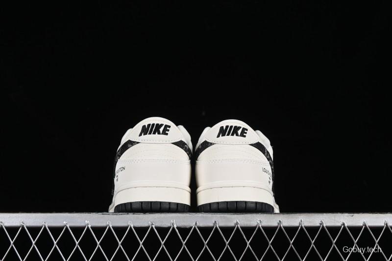 Nike SB Dunk Low LV Collaboration - Beige Black Denim Anniversary High-End Custom Low-Top Casual Skate Shoes - JH8310-946