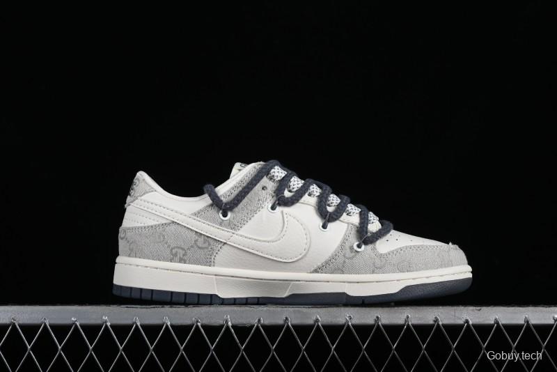 Nike SB Dunk Low Gucci Collaboration - Lace-Up Ash Anniversary High-End Custom Low-Top Casual Sneakers - SJ2068-263