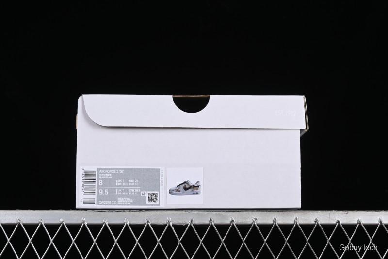 Nike Air Force 1 '07 Low Casual Sneakers with Anime-Inspired Hand-Painted Design, Broken Swoosh Shadow Effect, Brown/Black - CW2288-111
