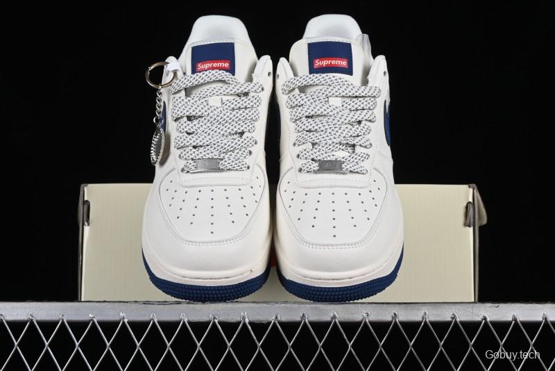Supreme x Nike Air Force 1 '07 Low Collaboration Dark Blue Casual Sneakers - HD1968-025