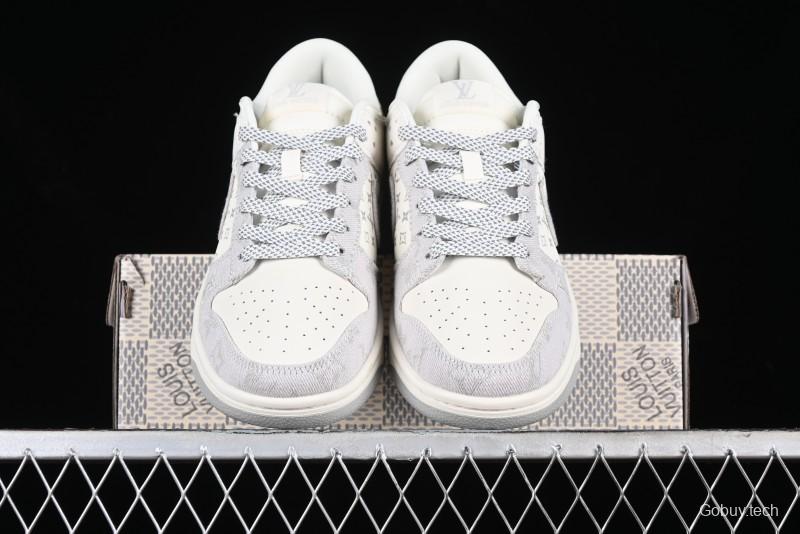 Nike SB Dunk Low LV Collaboration - Beige Denim Anniversary High-End Custom Low-Top Casual Skate Shoes - JH8310-947