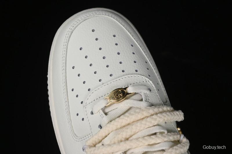 Nike Air Force 1 '07 Low Beige Deconstructed Swoosh Casual Sneakers - FX3654-111