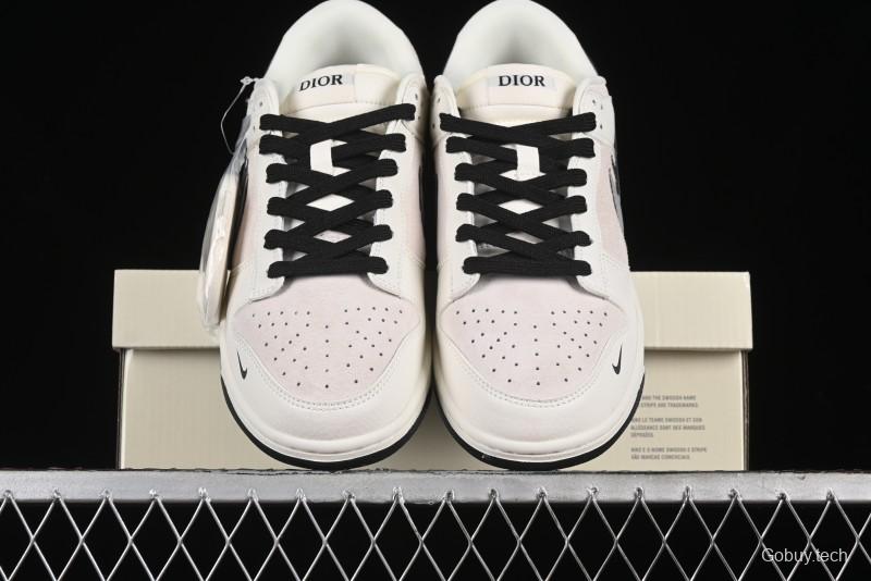 Nike SB Dunk Low Dior Collection - Beige Grey Black Swoosh Anniversary High-End Custom Low-Top Casual Skate Shoes - XD6188-041