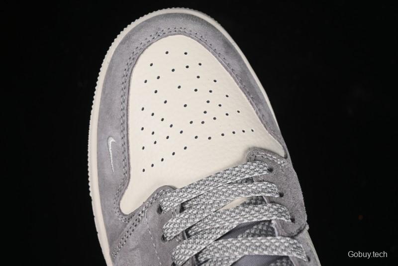 Nike Air Jordan 1 Low Stussy Collaboration - Light Bone Grey Dual-Tone Premium Custom Retro Basketball Shoes - SJ9950-045