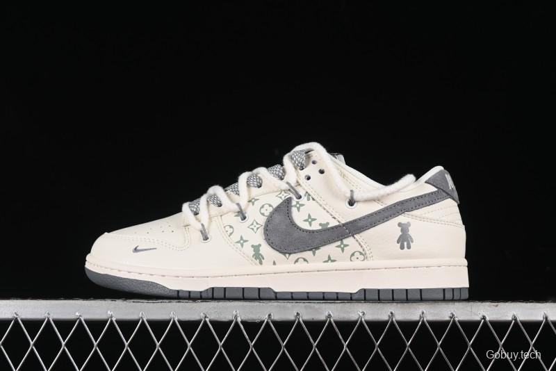 Nike SB Dunk Low Violent Bear Series - Lace-Up Beige with Grey Check - Anniversary Custom Edition Low-Top Casual Skate Shoes - SJ2068-289