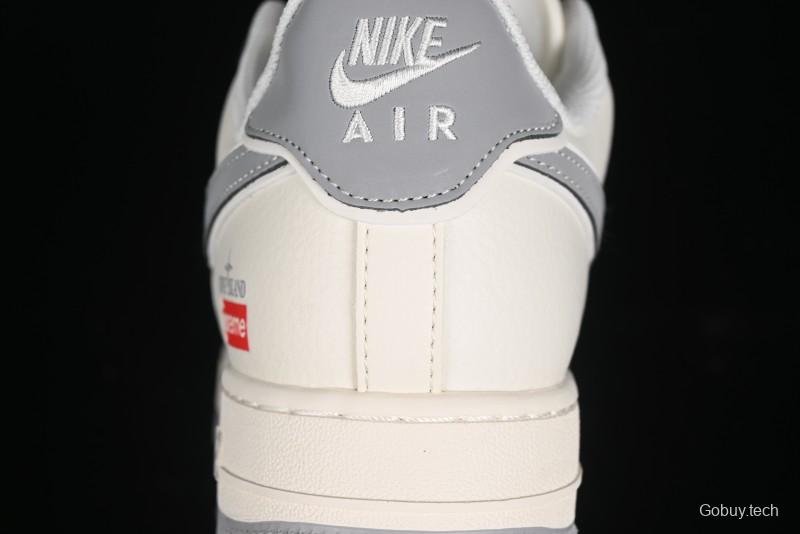 Nike Air Force 1 '07 Low Stone Island Supreme Collaboration Off-White Star Grey Low-Top Casual Sneakers - BB1616-303