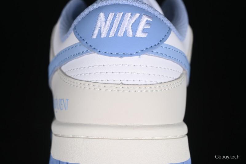 Nike SB Dunk Low Saint Laurent Series - White Grey Blue Swoosh Anniversary High-End Custom Low-Top Casual Sneakers - GF2409-168