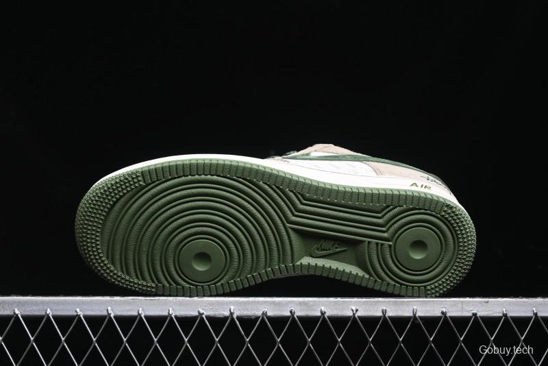 Nike Air Force 1 '07 Low Stussy Collaboration Light Brown Green Low-Top Casual Sneakers - XZ6188-666