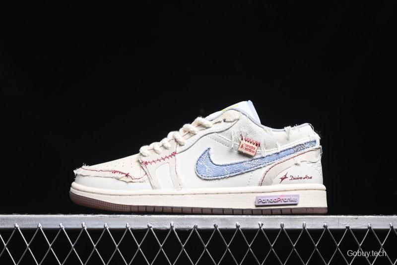 Nike Air Jordan 1 Low AJ1 Panda Prank Qixi Themed Retro Basketball Shoes with Special Graffiti Design - FZ5046-041