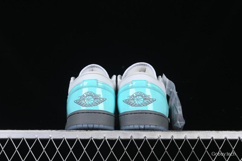 Nike Air Jordan 1 Low AJ1 Patent Leather Grey Green Casual Sneakers - HQ3599-025