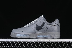 Nike Air Force 1 '07 Low Custom Graffiti Broken Swoosh Casual Sneakers - DM0970-132