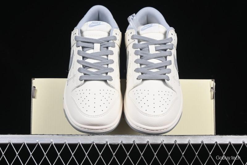 Nike SB Dunk Low Stussy Collaboration Light Grey Brushed Swoosh Anniversary Custom Low-Top Casual Sneakers - XX2025-608