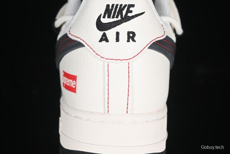 Nike Air Force 1 '07 Low Supreme Collaboration - Beige Red Lace-Up Low-Top Casual Sneakers SJ1198-104