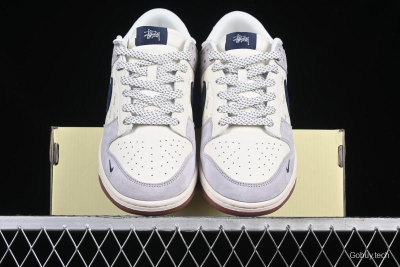 Nike SB Dunk Low Stussy Collaboration Blue Swoosh Gum Sole Anniversary Custom Low-Top Casual Sneakers - XS1086-012