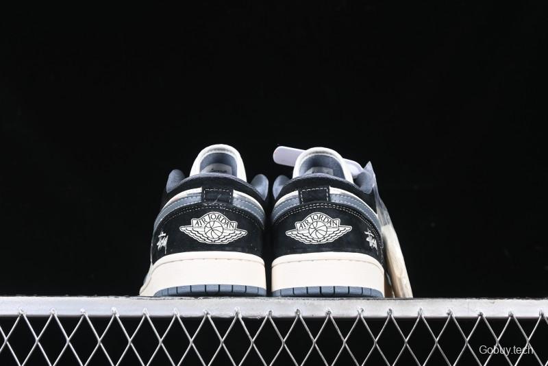 Nike Air Jordan 1 Low Stussy Collaboration - Grey Swoosh Retro Basketball Shoes - XX3318-503