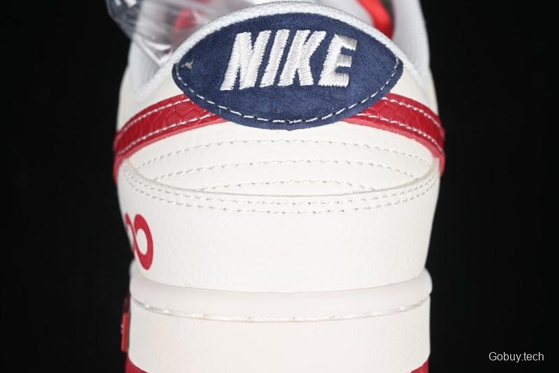 Nike SB Dunk Low Supreme Collaboration Year of the Snake Limited Edition Red Snake Print Anniversary Custom Low-Top Casual Sneakers - XS1086-015