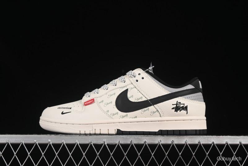 Nike SB Dunk Low Stussy Collaboration 3D Black Swoosh Anniversary Custom Low-Top Casual Skate Shoes - XS6089-537