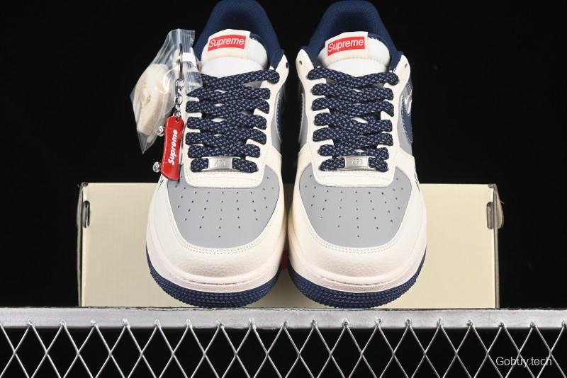 Nike Air Force 1 '07 Low Supreme Collaboration Grey Blue Casual Sneakers - HH7518-054