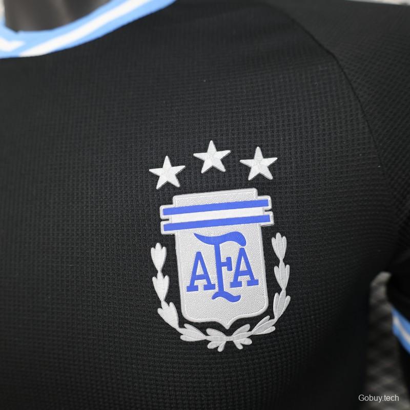 Player Version 2025 Argentina Black with Sky Blue Trim Jersey