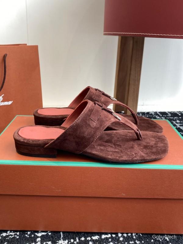 2025 Women Le Parmentier Brown Suede Slippers KFY00280